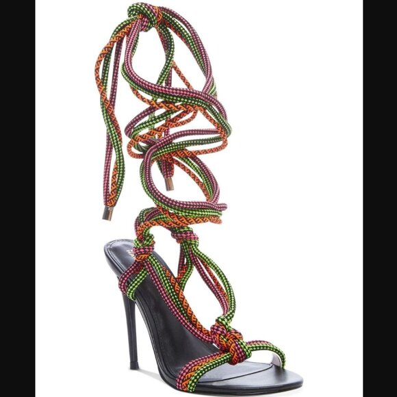 Steve Madden Black X Winnie Harlow Dancehall Rope Dress Sandals size 7.5 - Picture 1 of 8